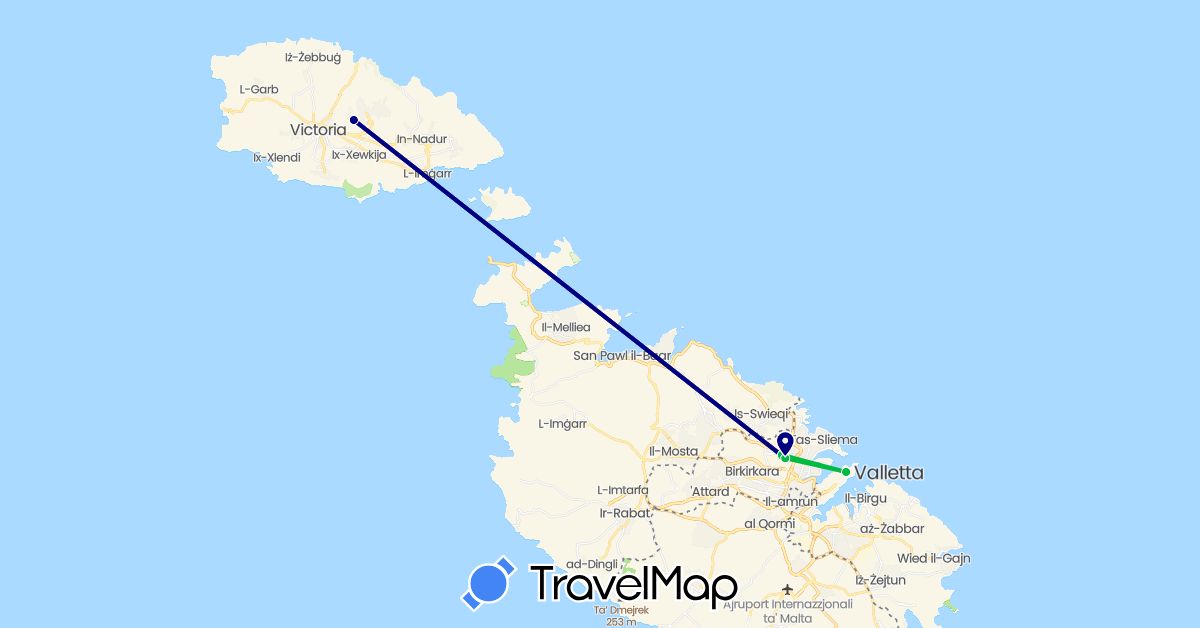 TravelMap itinerary: driving, bus in Malta (Europe)